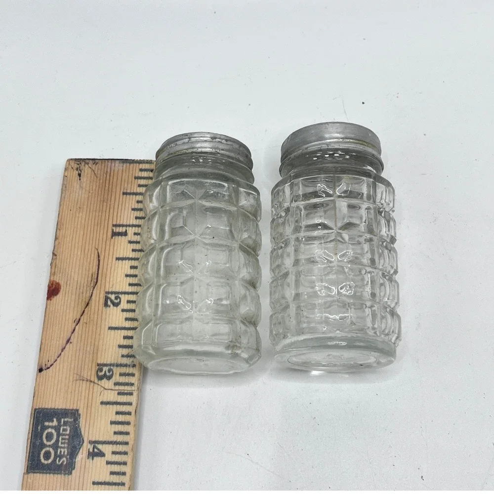 Vintage Anchor Hocking Pressed Glass Salt and Pepper Shakers Set of 3 Clear